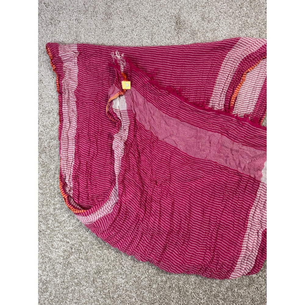 American Eagle Outfitters Pink White Striped Gauze Scarf Lightweight Frayed Hem - Picture 5 of 5